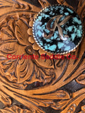 CBCONCH 130 Crushed Turquoise Stone Conchos - Corriente Saddle