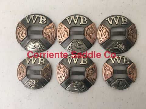 Set of 4 Slotted 1-1/2 Western Saddle Tack Turquoise Stone Conchos CO581
