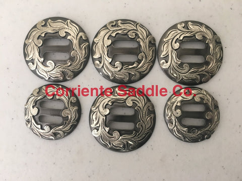Set of 4 Slotted 1-1/2 Western Saddle Tack Turquoise Stone Conchos CO581